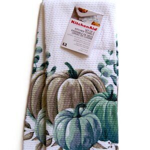 KitchenAid 2 Pc Kitchen Dish Towel Set Fall Gourds Pumpkins Leaves 100% Cotton